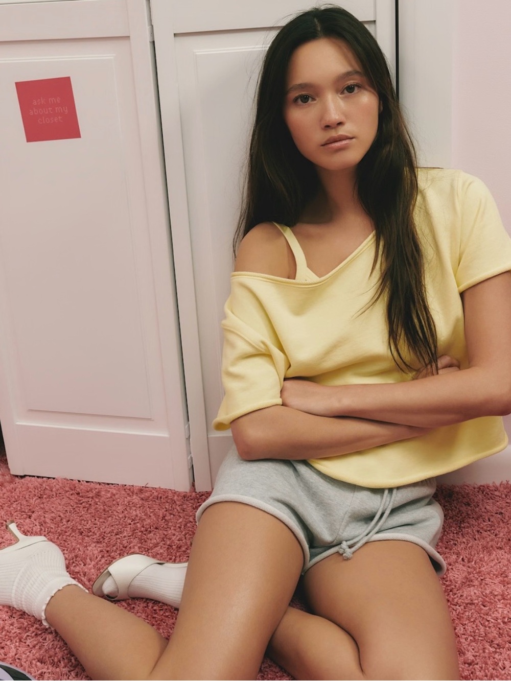 Soft Grey Off-Shoulder Top+ short set